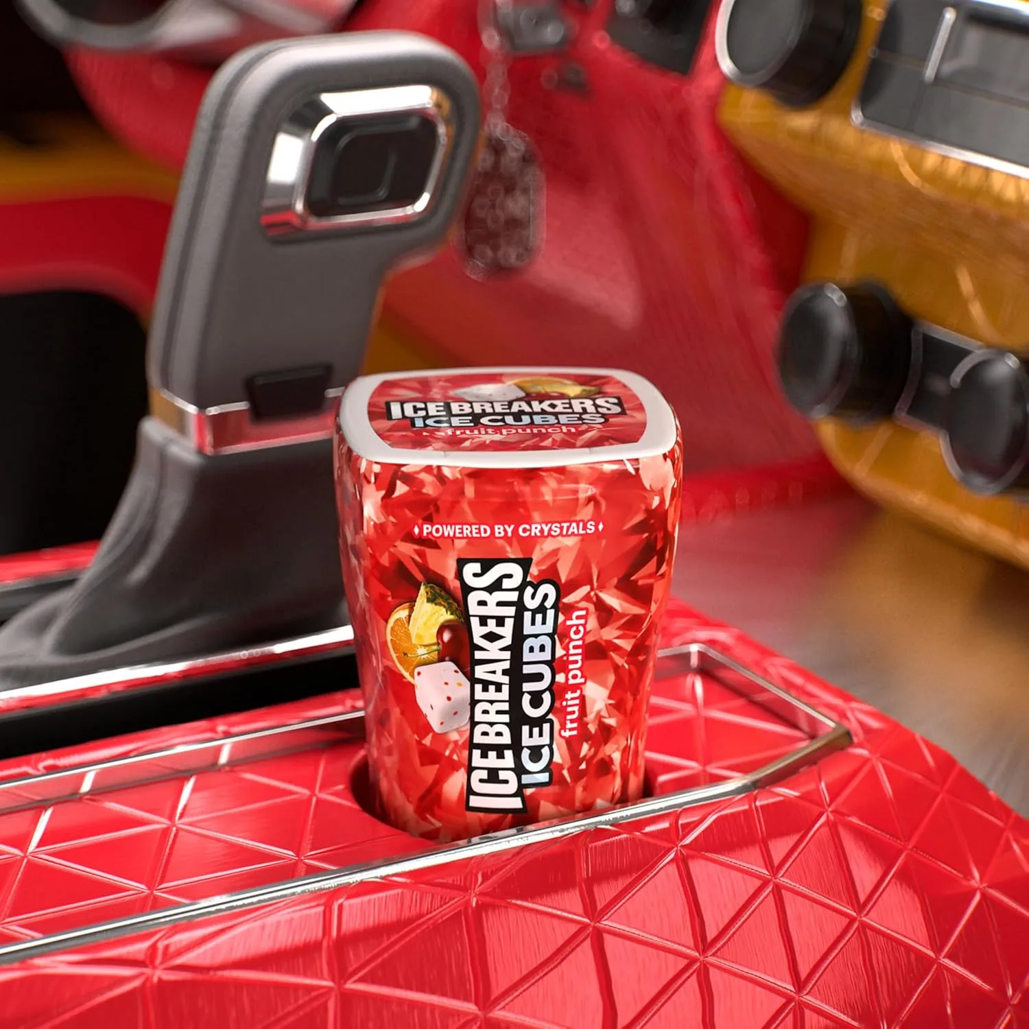 ICE BREAKERS Ice Cubes Fruit Punch Sugar Free Chewing Gum Bottles, 3.24 oz (6 Count, 40 Pieces)