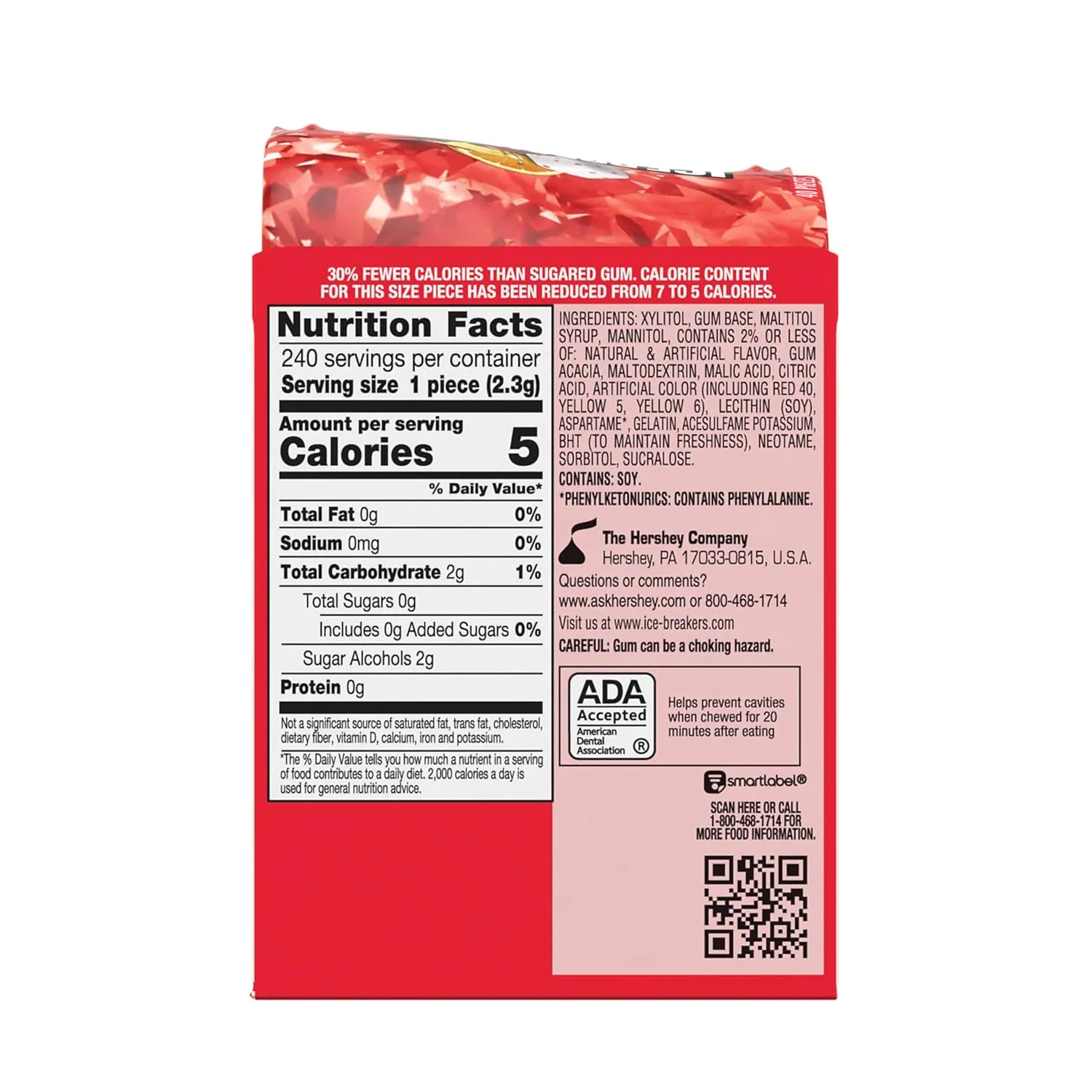 ICE BREAKERS Ice Cubes Fruit Punch Sugar Free Chewing Gum Bottles, 3.24 oz (6 Count, 40 Pieces)