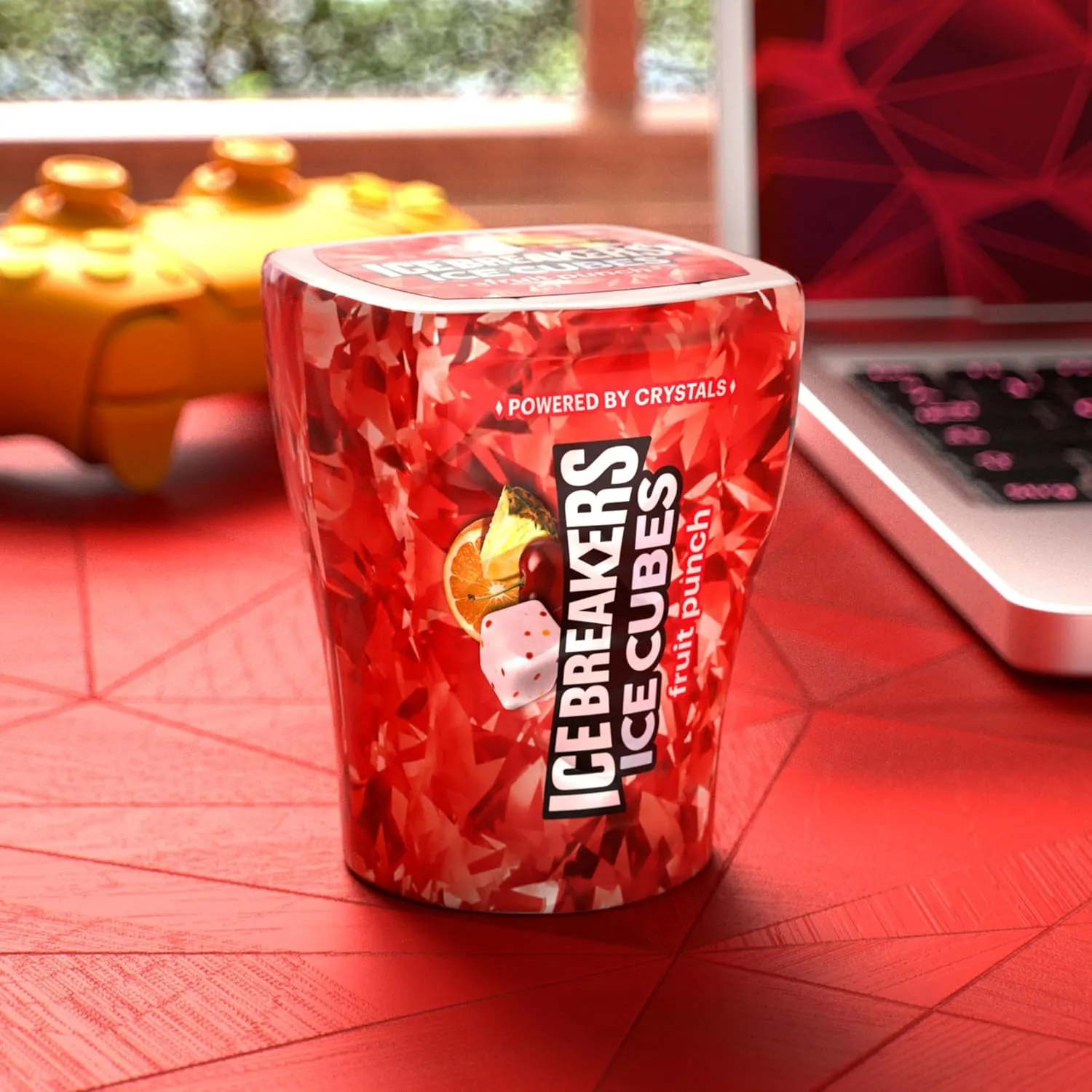 ICE BREAKERS Ice Cubes Fruit Punch Sugar Free Chewing Gum Bottles, 3.24 oz (6 Count, 40 Pieces)