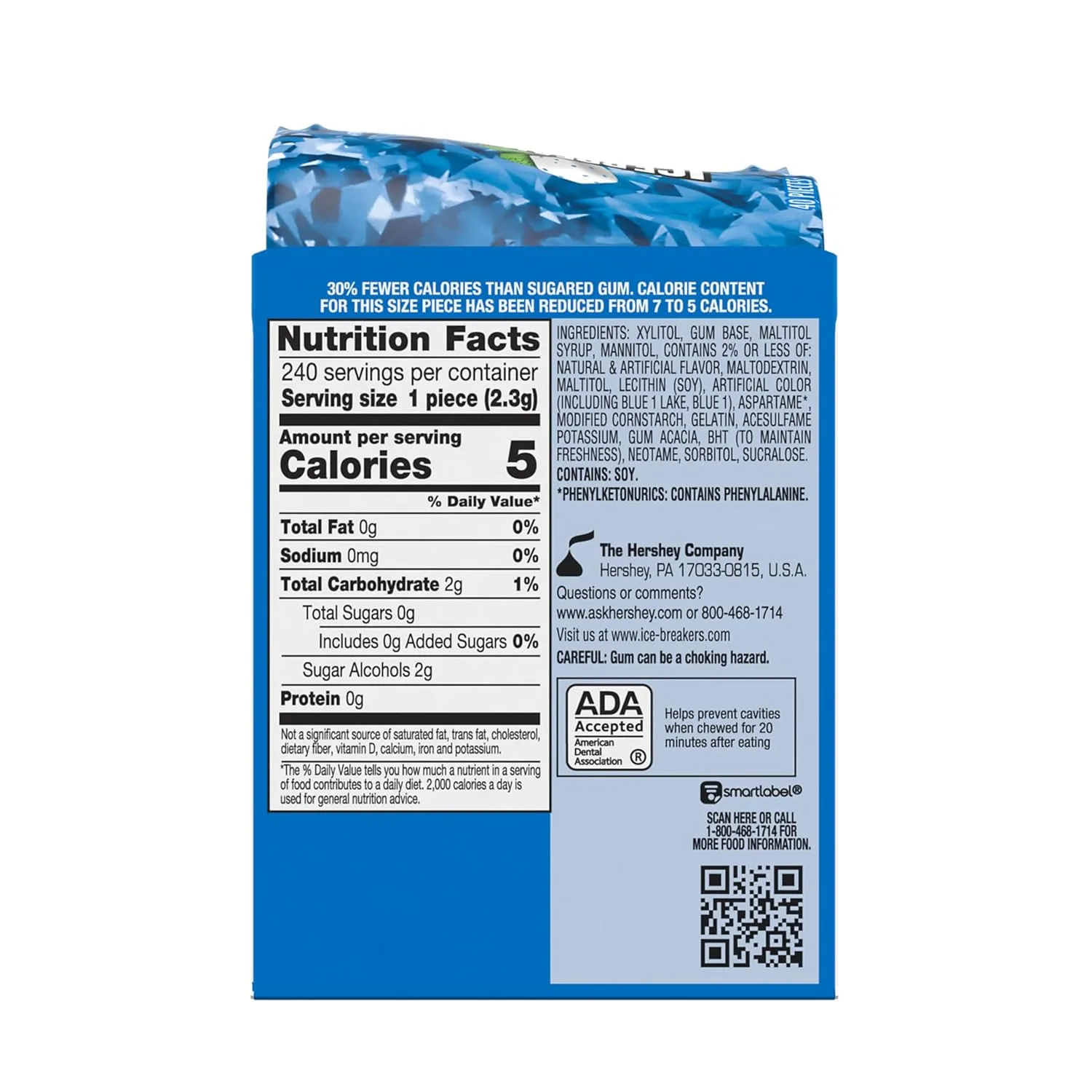 ICE BREAKERS Ice Cubes Peppermint Sugar Free Chewing Gum Bottles, 3.24 oz (6 Count, 40 Pieces)