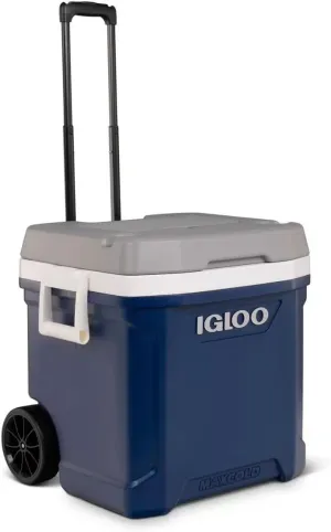 IGLOO MaxCold 58 Litre (62 US QT) Roller Cool Box Ice Cooler 98 Cans, Blue