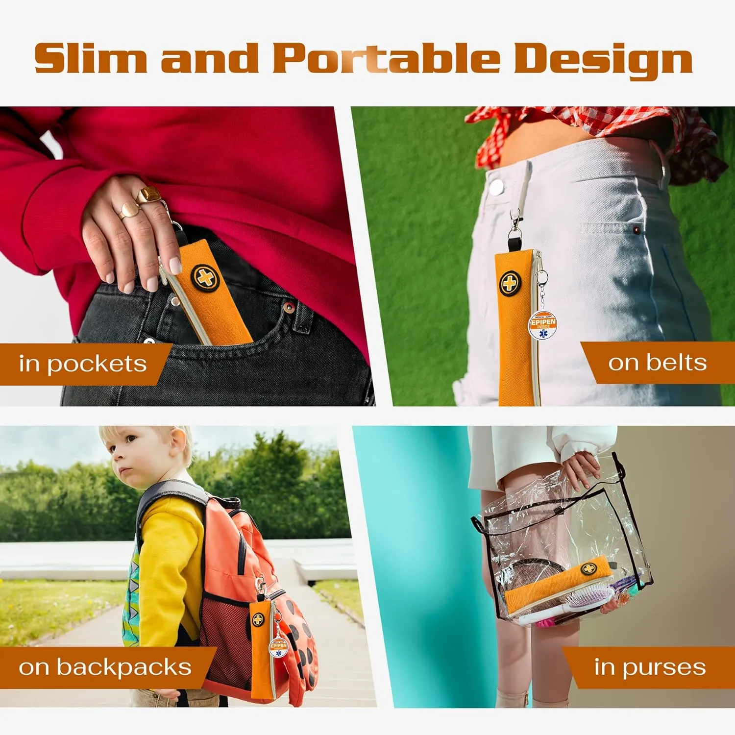 Insulated Epipen Carry Case, Slim Epi Pen Carrying Case for Allergy Medicine with Keychain Clip – Durable and Heat-Resistant EpiPen Holder for Kids and Adults, Travel Friendly