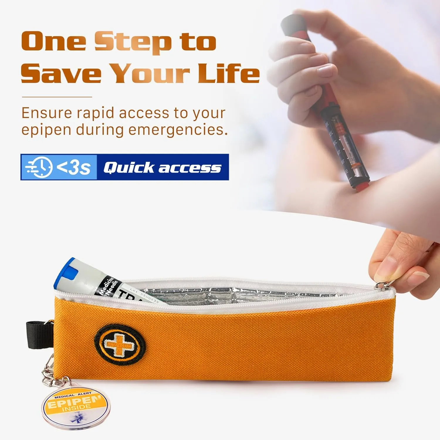 Insulated Epipen Carry Case, Slim Epi Pen Carrying Case for Allergy Medicine with Keychain Clip – Durable and Heat-Resistant EpiPen Holder for Kids and Adults, Travel Friendly