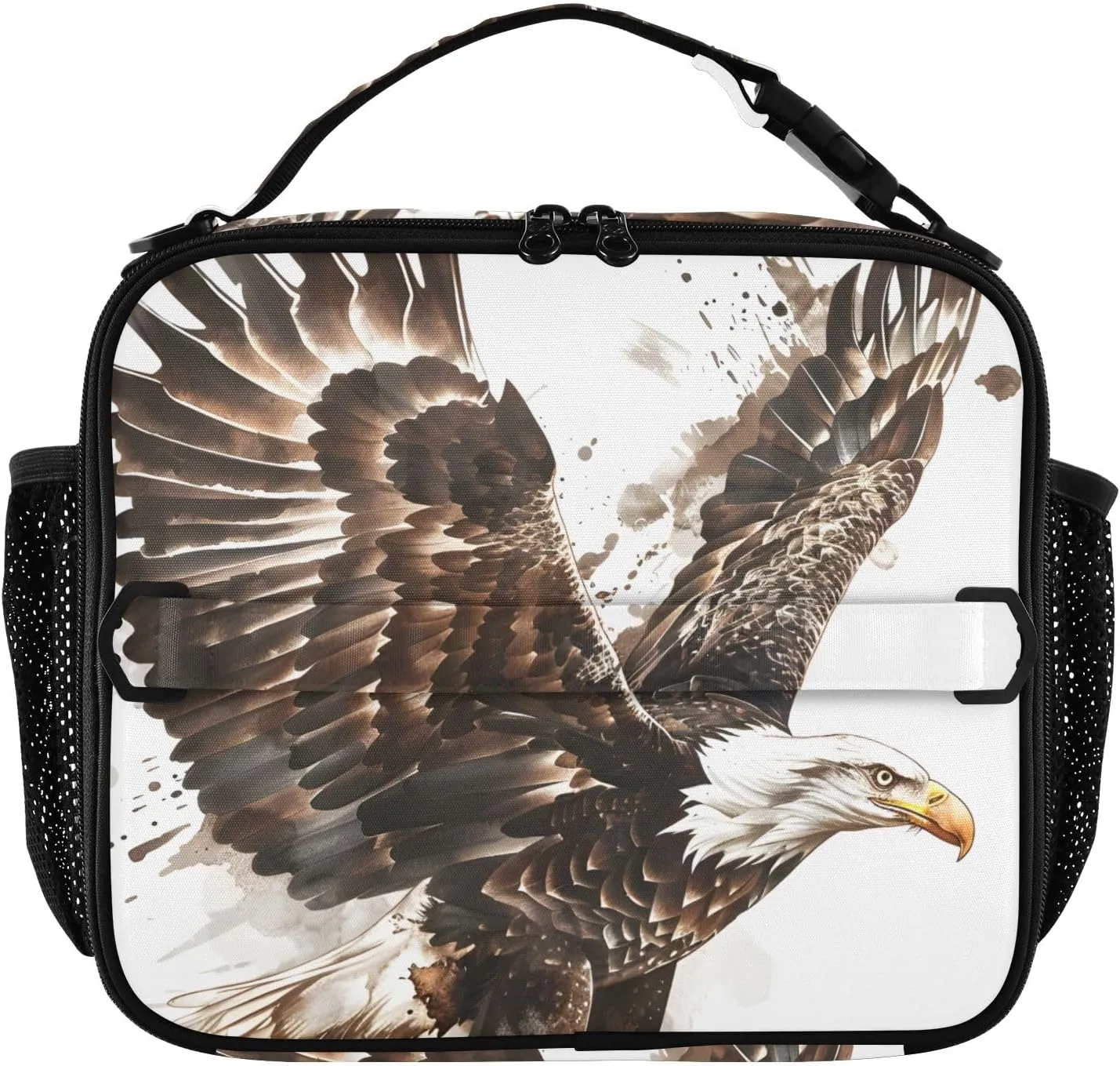 Insulated Lunch Bag Lunch box Cooler Bag for Women Men Falcon Watercolor Reusable Portable with Shoulder Strap