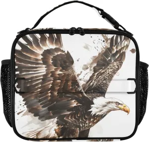 Insulated Lunch Bag Lunch box Cooler Bag for Women Men Falcon Watercolor Reusable Portable with Shoulder Strap