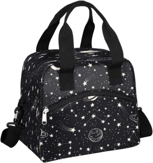 Insulated Lunch Bag Women Men Planets Comets Stars Large Reusable Lunch Box Leakproof Lunch Tote Bag Cooler Bag with Adjustable Shoulder Strap Travel Picnic Work Beach