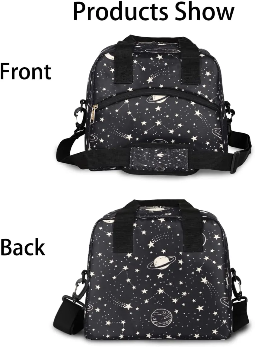 Insulated Lunch Bag Women Men Planets Comets Stars Large Reusable Lunch Box Leakproof Lunch Tote Bag Cooler Bag with Adjustable Shoulder Strap Travel Picnic Work Beach