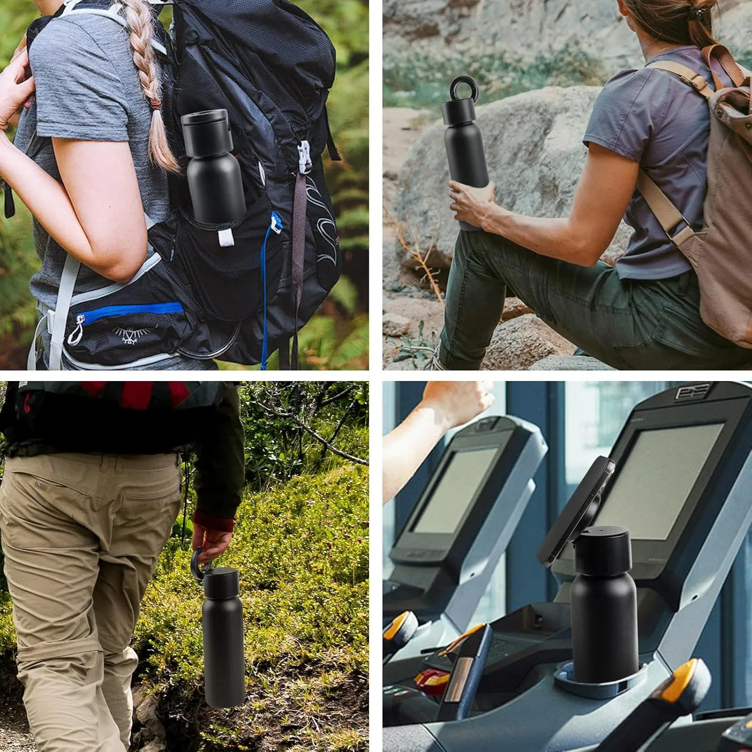 Insulated Water Bottle Compatible with Magsafe Holder, Magnetic Water Bottle Stainless Steel Water Cup Phone Mount Flask Leak-Proof Hot 12H Cold 24H Sports Car Cup Holder 32oz Black