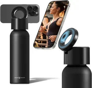 Insulated Water Bottle Compatible with Magsafe Holder, Magnetic Water Bottle Stainless Steel Water Cup Phone Mount Flask Leak-Proof Hot 12H Cold 24H Sports Car Cup Holder 32oz Black