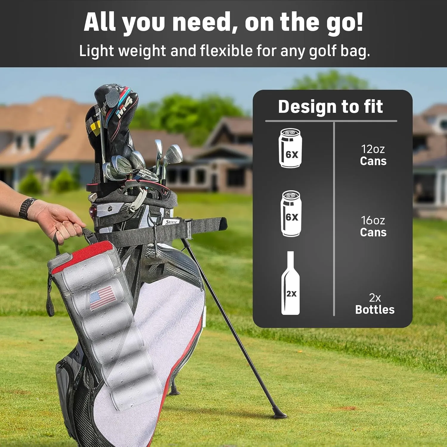INTHEZONE Frostbox Golf Bag Cooler With Ice Pack, Accessories for Men, Insulated Sleeve, Great Gifts