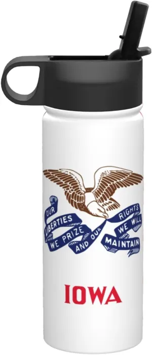 Iowa state flag Print Flask Stainless Steel Water Bottle with Straw 18OZ FOR Outdoor Gym Commute