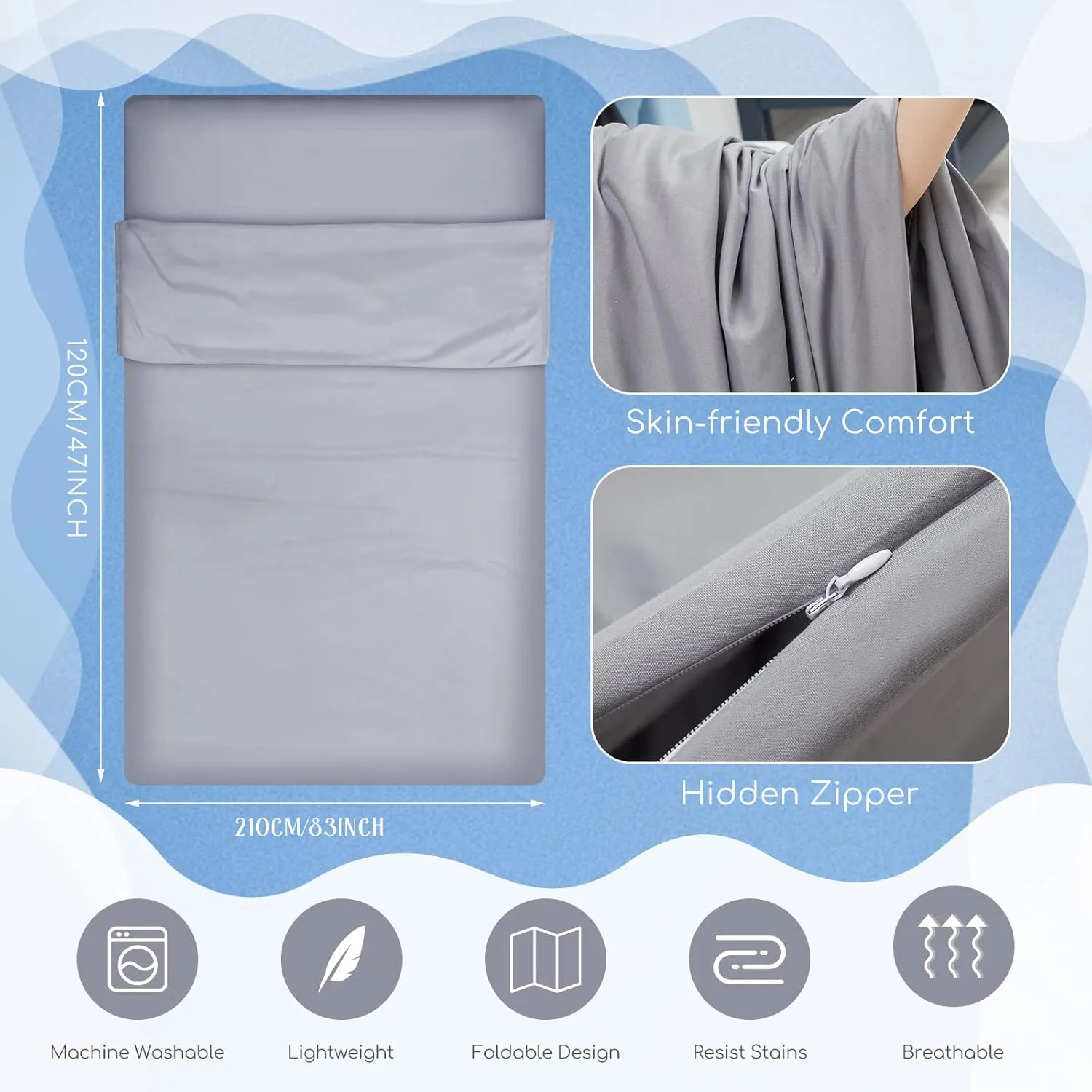 Irenare Self Tan Sleep Sack Breathable Self Tanning Sheet Protector for Bed Travel Sleeping Bag Camping and Sheet Liner for Outdoor Travel Hiking