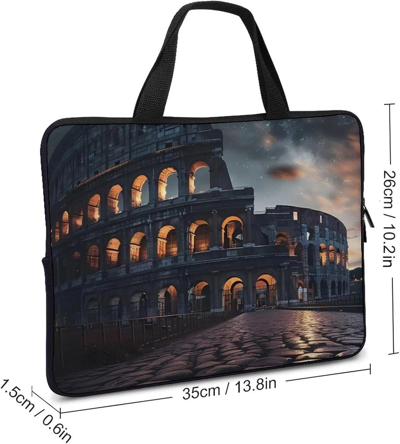 Italy Ancient Roman Landmarks Night Laptop Case Laptop Bag Laptop Sleeve Water Resistant Computer Case Laptop Carrying Case 13inch