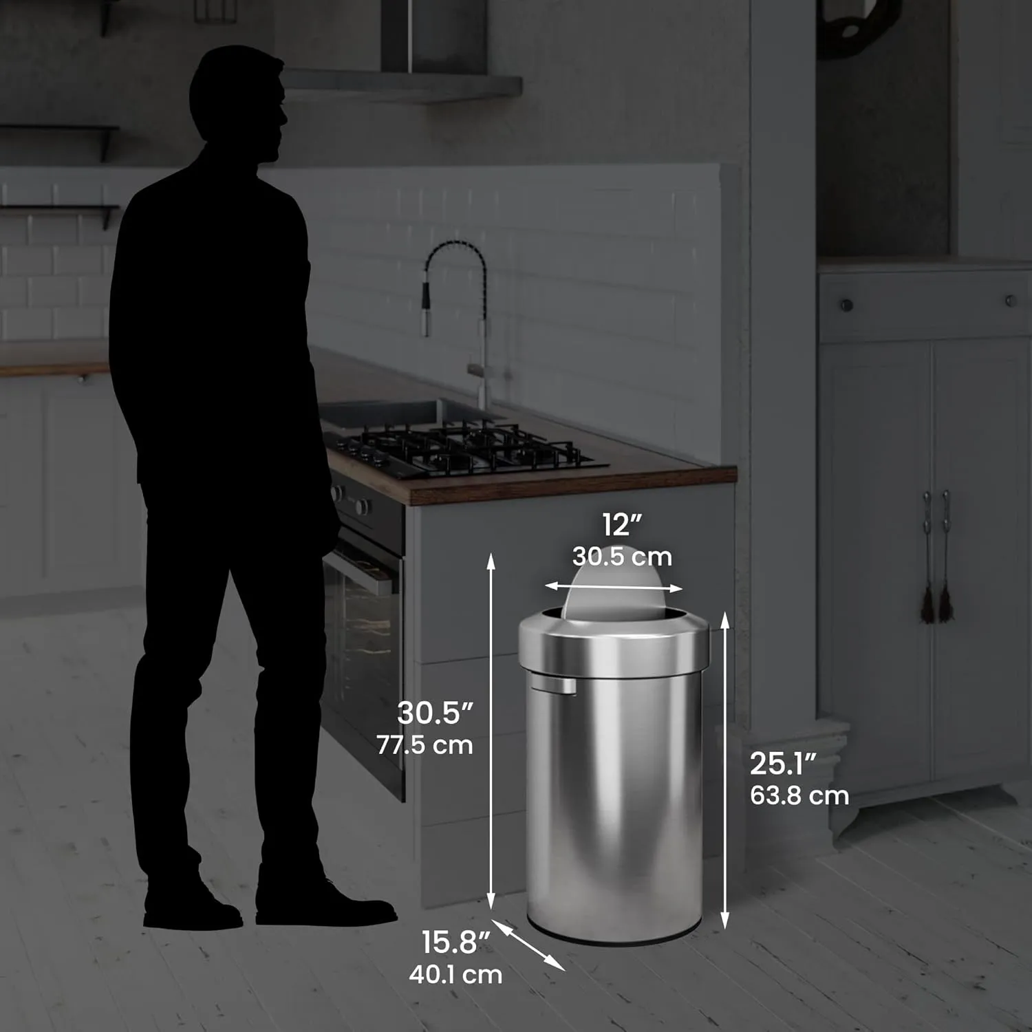 iTouchless Titan 17 Gallon Swing Open Trash Can, Stainless Steel Self-Balance Flip Top Lid Commercial Grade 64 Liter Garbage Can is Perfect for Business, Restaurant, Office and Kitchen