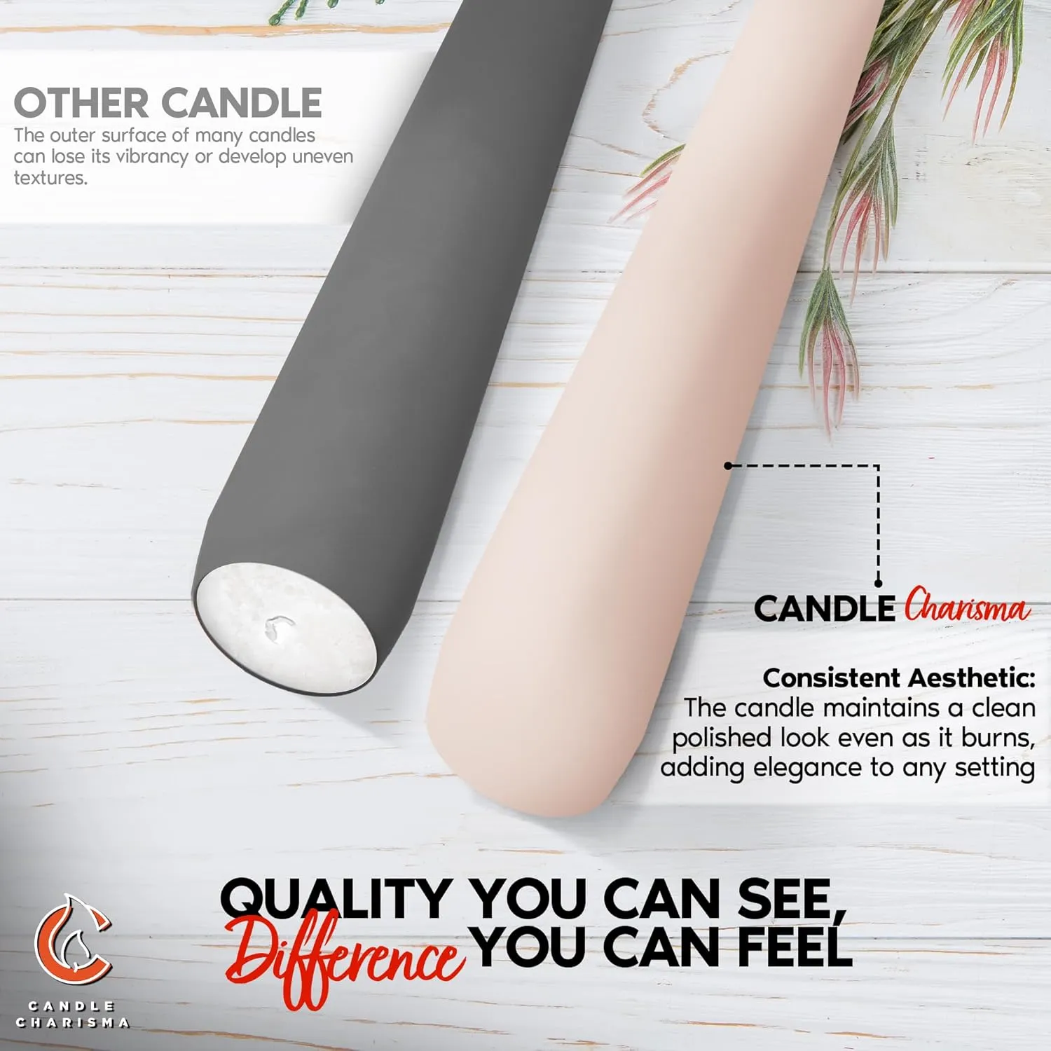Ivory Cream 12 Inch Taper Candles - Pack of 12 Premium Unscented, Dripless & Smokeless Hand-Dipped Candles for Birthday, Wedding or Dinner Decorations and Formal Candlelighting