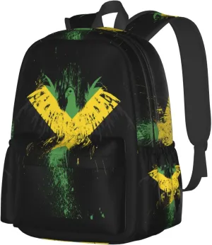 Jamaican Flag Eagle Laptop Backpack Work Travel Backpacks Business Rucksack Casual Outdoor Daypack with Adjustable Strap Bags for Sports Office Gym Hiking