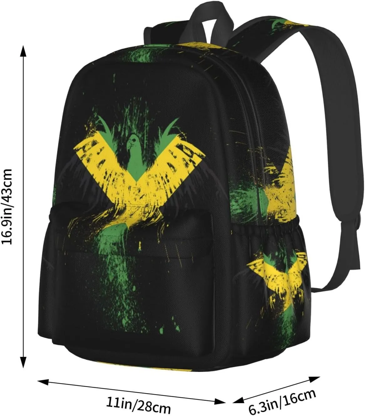 Jamaican Flag Eagle Laptop Backpack Work Travel Backpacks Business Rucksack Casual Outdoor Daypack with Adjustable Strap Bags for Sports Office Gym Hiking
