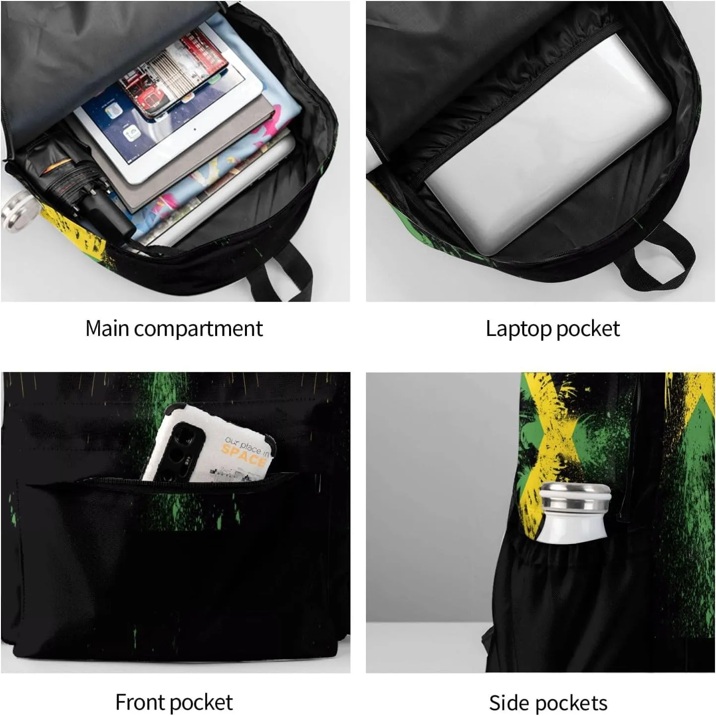 Jamaican Flag Eagle Laptop Backpack Work Travel Backpacks Business Rucksack Casual Outdoor Daypack with Adjustable Strap Bags for Sports Office Gym Hiking