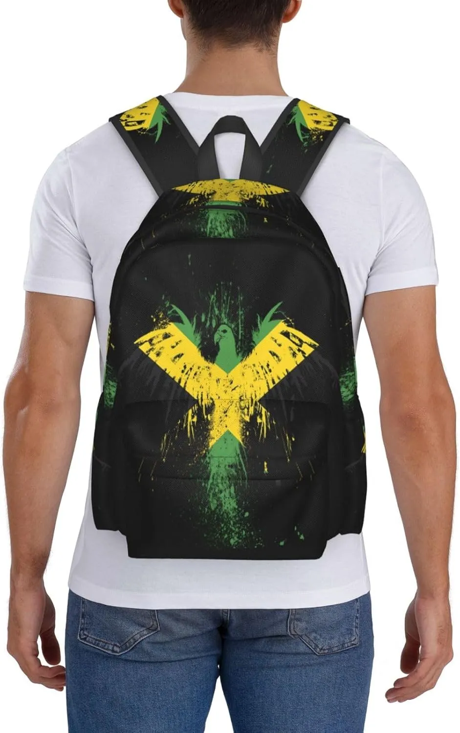 Jamaican Flag Eagle Laptop Backpack Work Travel Backpacks Business Rucksack Casual Outdoor Daypack with Adjustable Strap Bags for Sports Office Gym Hiking