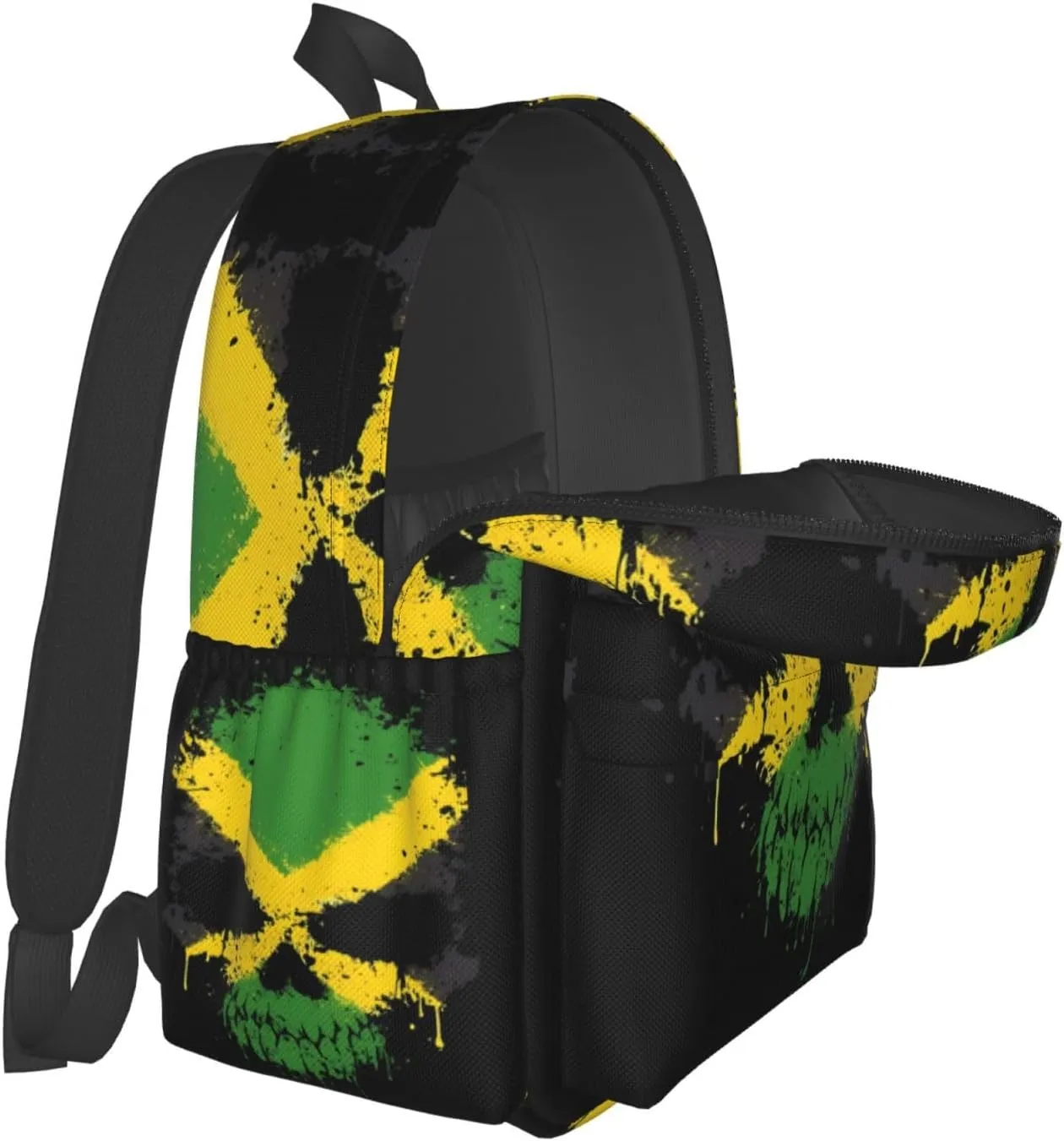 Jamaican Flag Skull Laptop Backpack Work Travel Backpacks Business Rucksack Casual Outdoor Daypack with Adjustable Strap Bags for Sports Office Gym Hiking