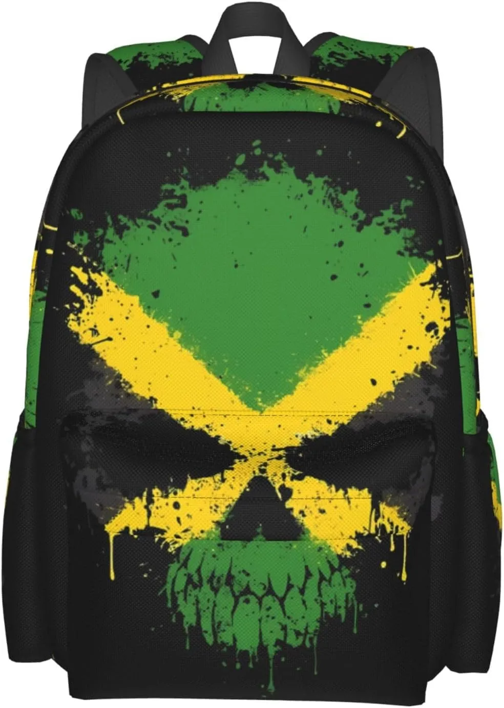 Jamaican Flag Skull Laptop Backpack Work Travel Backpacks Business Rucksack Casual Outdoor Daypack with Adjustable Strap Bags for Sports Office Gym Hiking