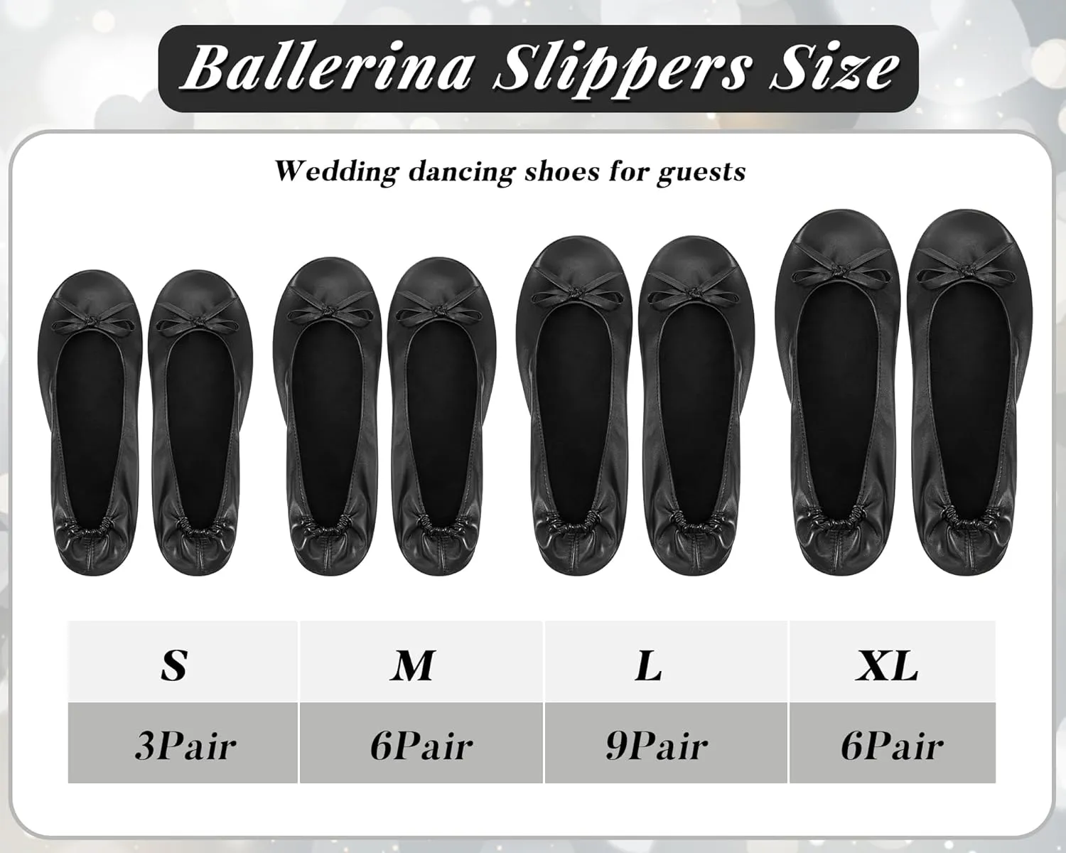 Jecery 24 Pairs Bridal Shower Supplies Wedding Foldable Ballet Flat Set Ballerina Shoes Party Sign Portable Roll up Travel Slippers Wedding Dancing Shoes for Guest Bridesmaid