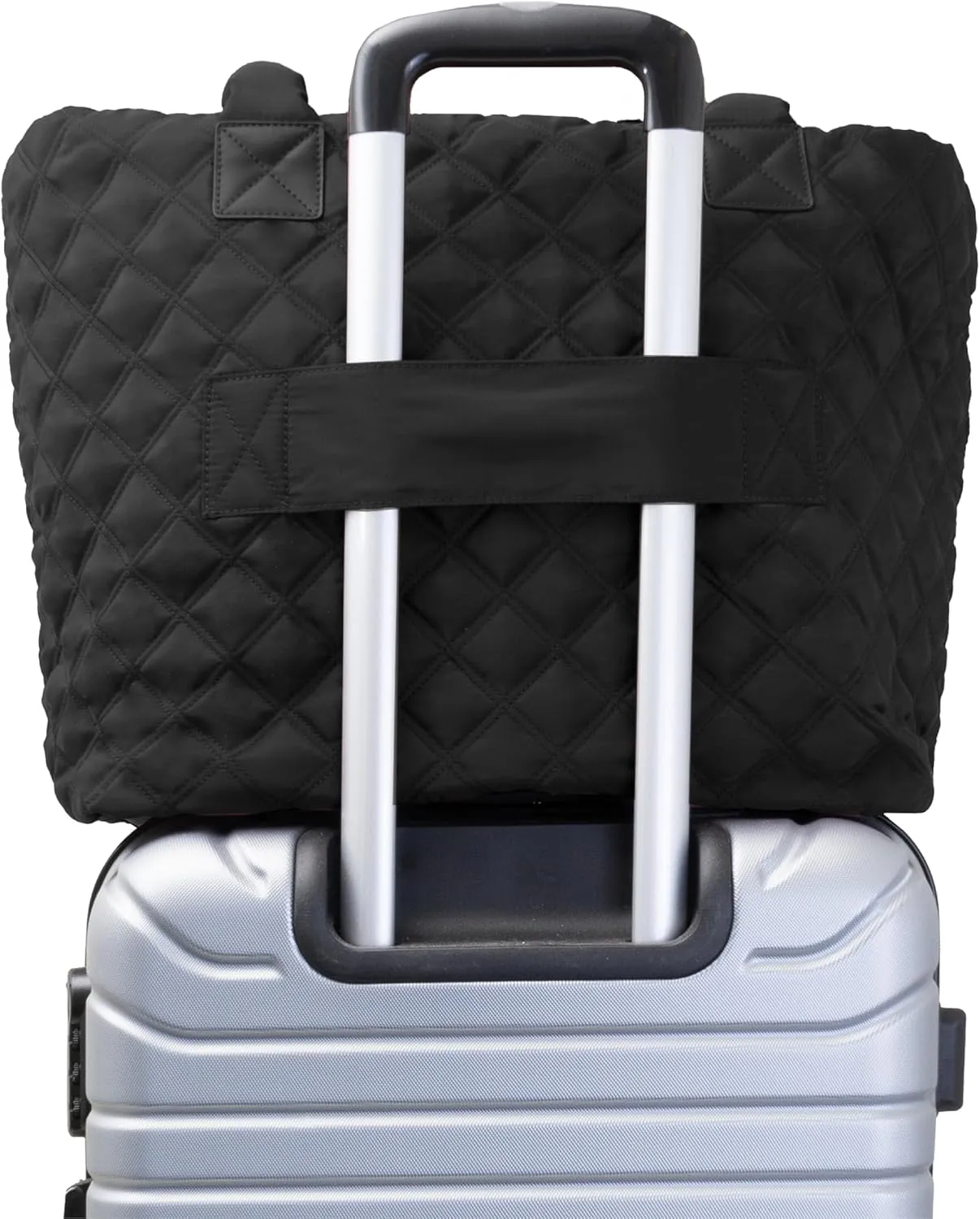 Joan & David 21 Inch Diamond Quilted Nylon Workbook Tote (Black)