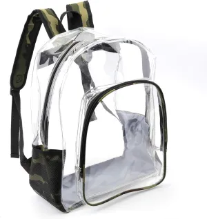 JOMPARO Camo Heavy Duty Clear Backpack for School Boys & Girls - Large See Through Bookbag