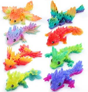 JOYIN 8 Pcs 3D Printed Dragon, Colorful 4.7" 3D Printed Flexible Articulated Dragon Fidget Toys for Home Office Desk Decor, Autism Stress Relief Fidget Toys for Kids & Adults Birthday Gift