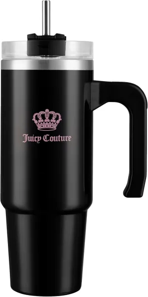 Juicy Couture Travel Style Fashion Water Bottle - Black - 31.5oz