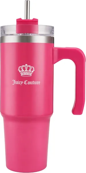 Juicy Couture Travel Style Fashion Water Bottle - Hot Pink - 31.5oz