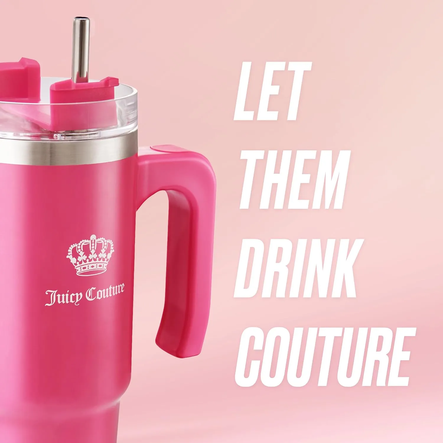 Juicy Couture Travel Style Fashion Water Bottle - Hot Pink - 31.5oz