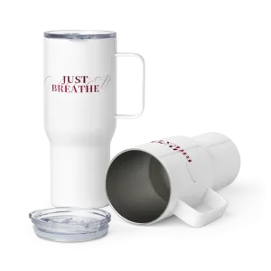 Just Breathe - burgundy Travel mug with a handle