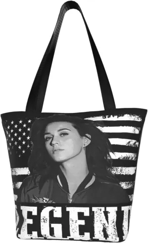 Katy Great Artist Perry Reusable Grocery Bag for Kitchen Shopping Bags Tote Bags with Zipper for Women Shoulder Bag Casual Daily Bag Large Capacity Handbag Storage Bags for Sports