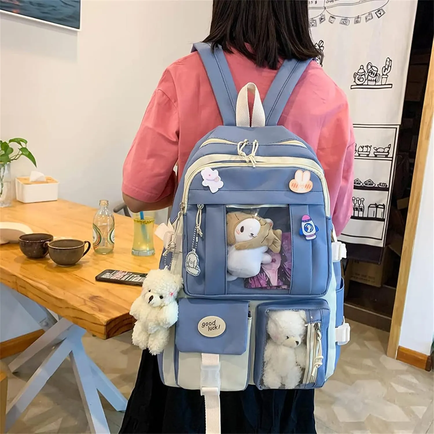 KAWAII Backpack SET 5 Pcs School Backpack Cute Aesthetic BackpackSet Aesthetic School Bags Cute Bookbag