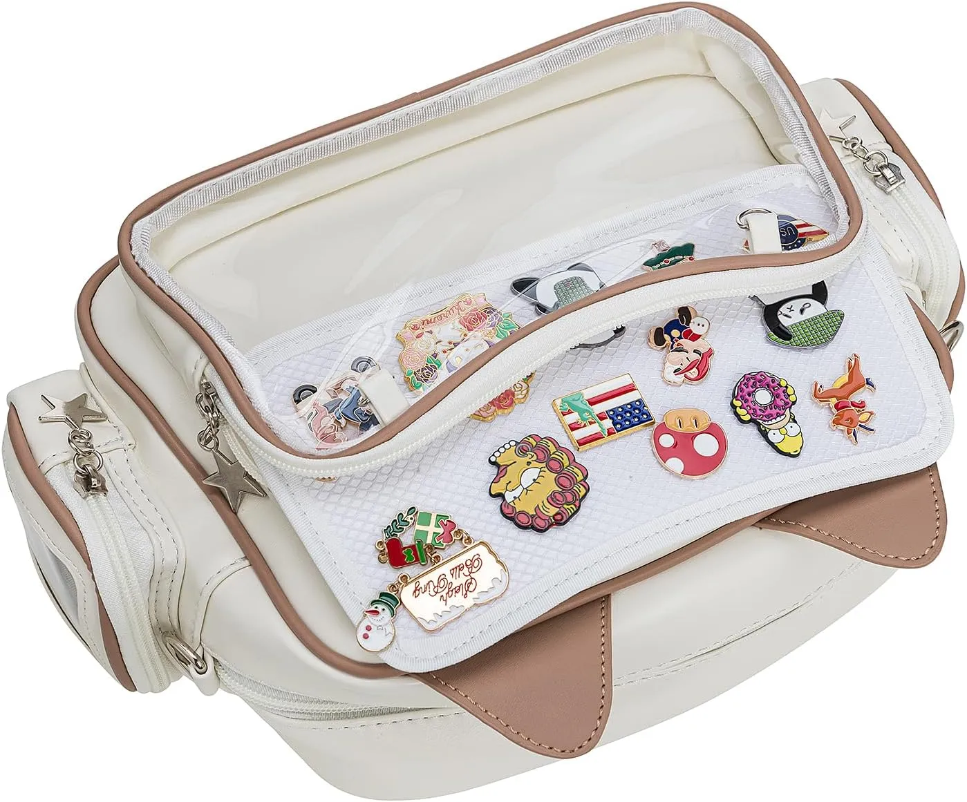Kawaii Ita Bag Crossbody Bag Cute White Cat Backpack Girls Shoulder Bags Pin Display with Insert