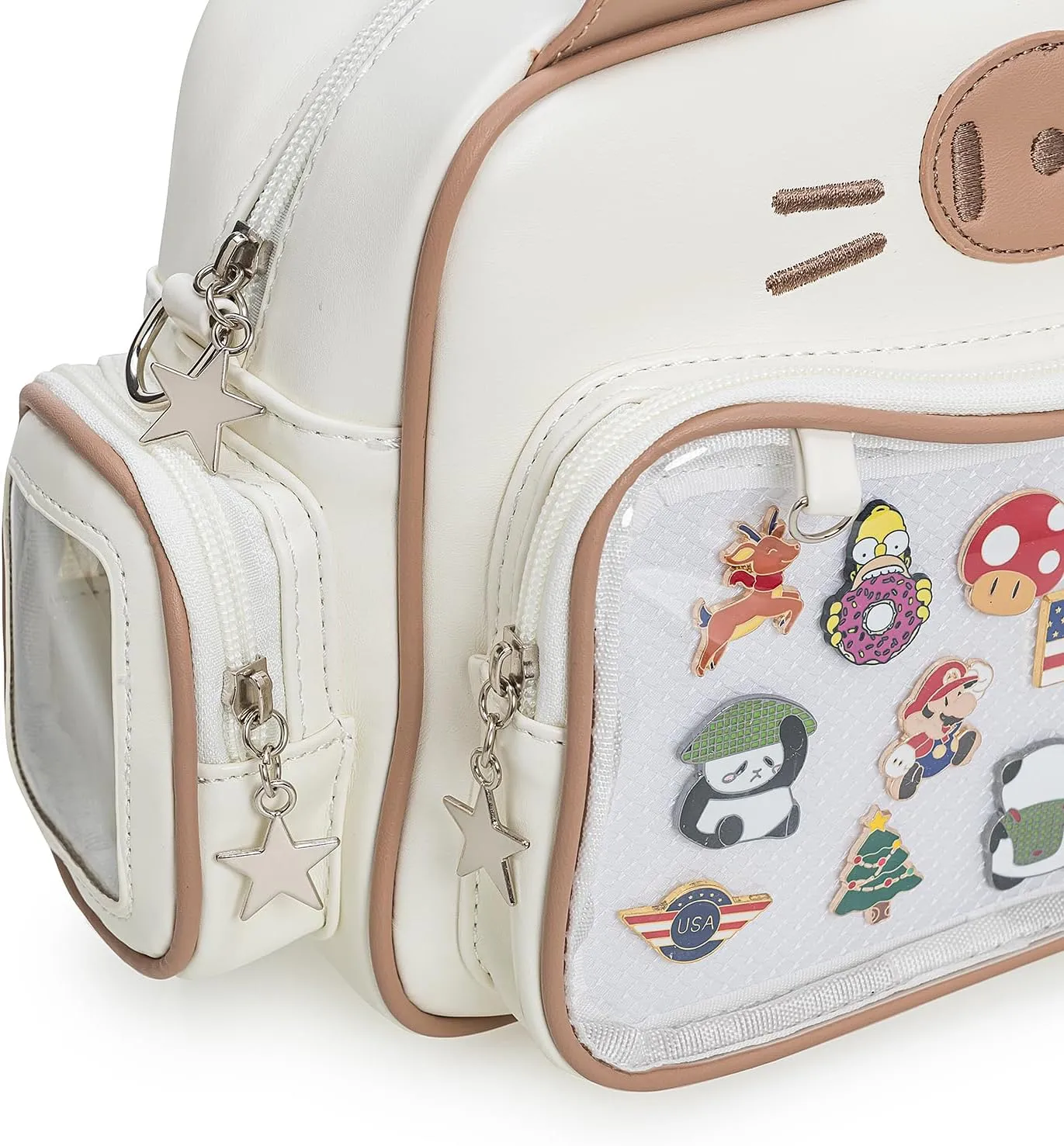 Kawaii Ita Bag Crossbody Bag Cute White Cat Backpack Girls Shoulder Bags Pin Display with Insert