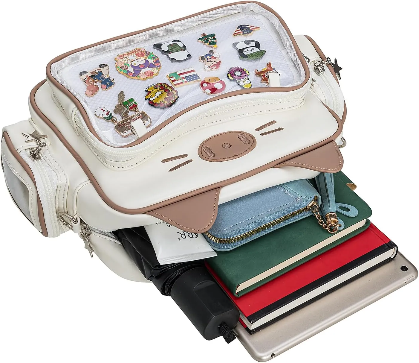 Kawaii Ita Bag Crossbody Bag Cute White Cat Backpack Girls Shoulder Bags Pin Display with Insert