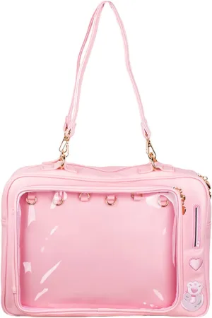 Kawaii Shoulder Crossbody Backpack Ita Bag, Cute Itabag Clear Window Lolita Purse Tote Bag Pins Cosplay Purse Backpack