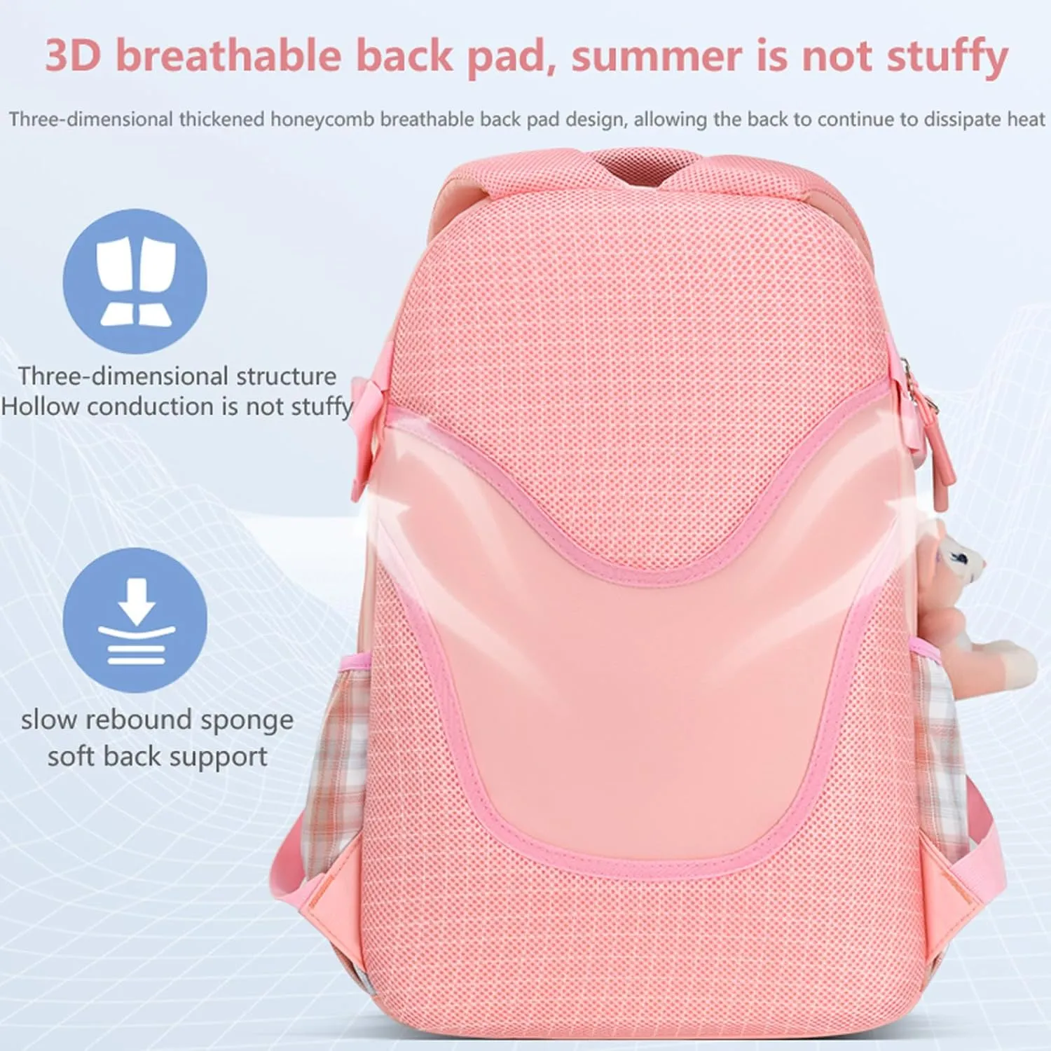KEBEIXUAN School Backpacks for Girls Large Capacity Kids Kawaii Backpack School Bag for Girls 6-12 Years Old (Purple)