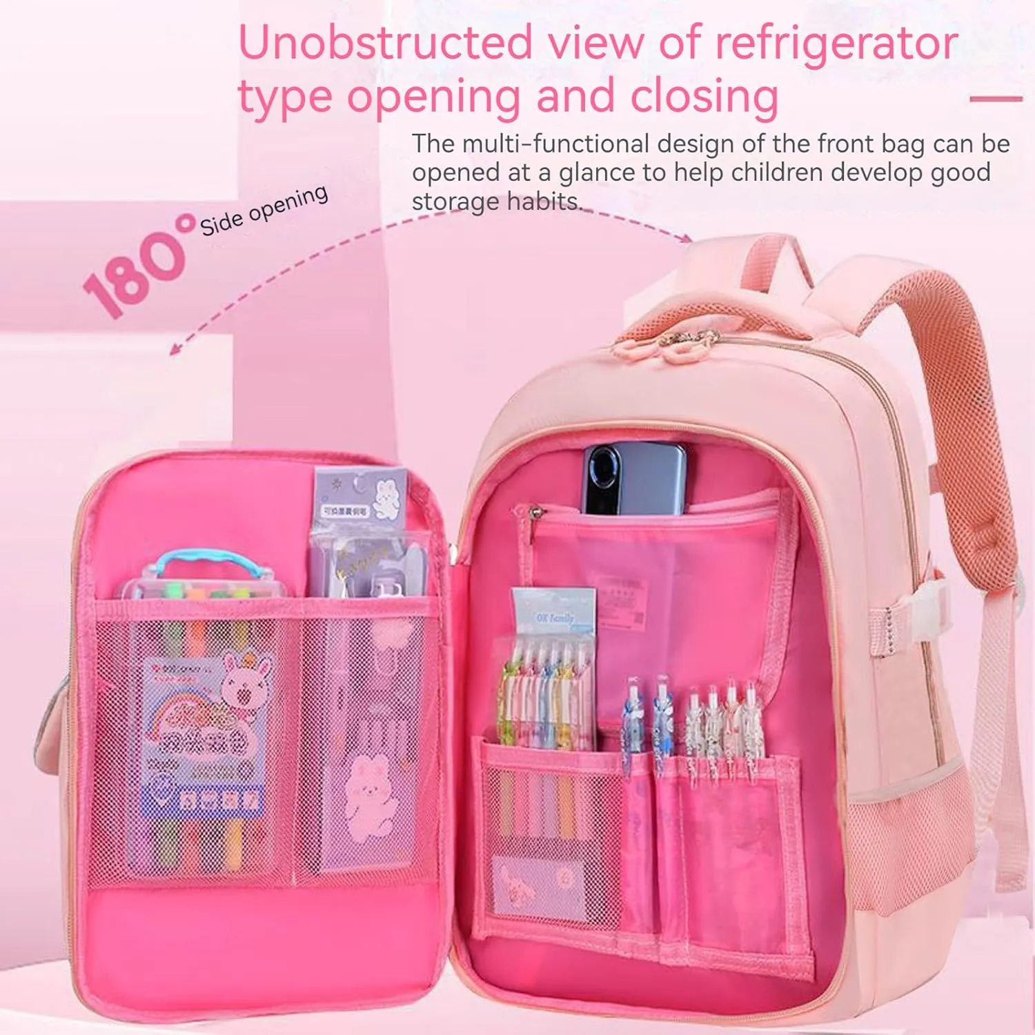 KEBEIXUAN School Backpacks for Girls Large Capacity Kids Kawaii Backpack School Bag for Girls 6-12 Years Old (Purple)