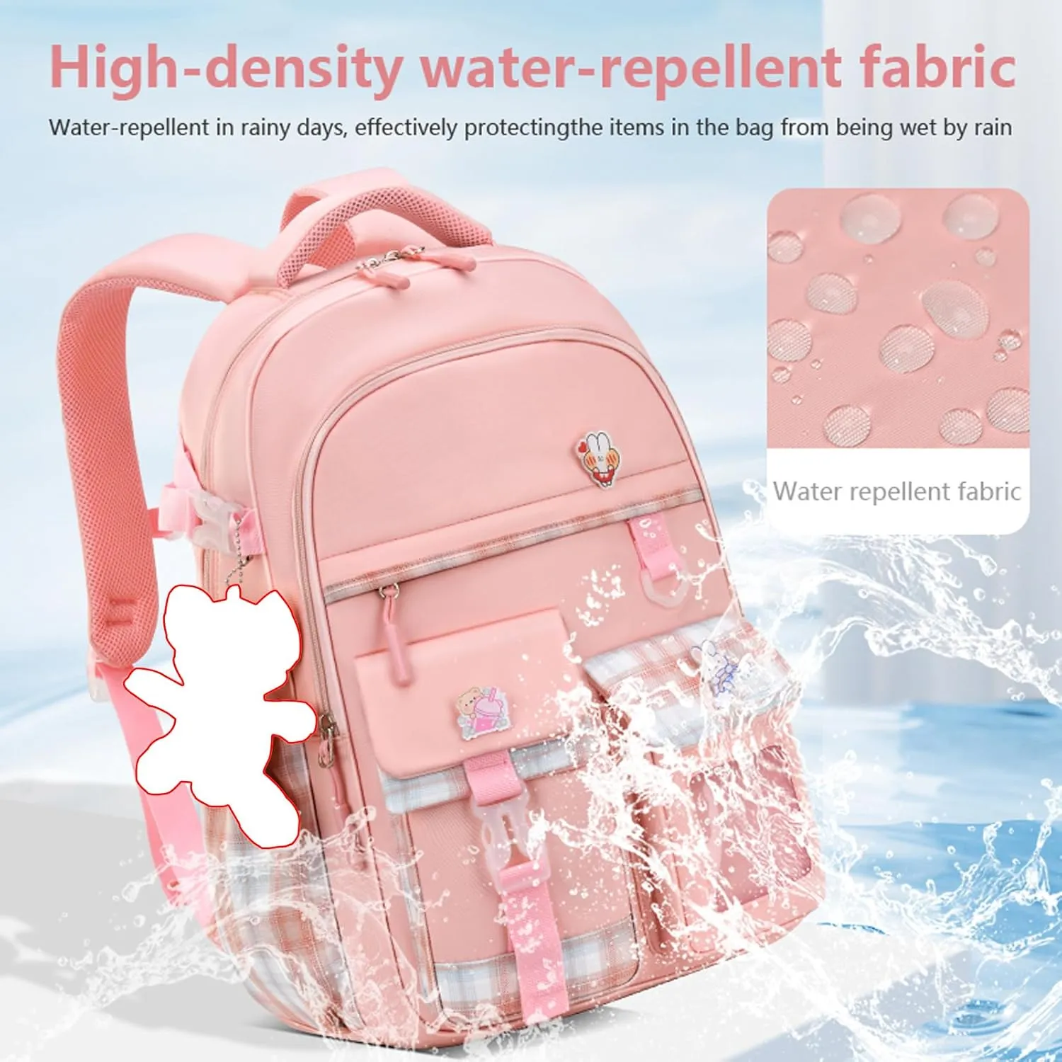 KEBEIXUAN School Backpacks for Girls Large Capacity Kids Kawaii Backpack School Bag for Girls 6-12 Years Old (Purple)