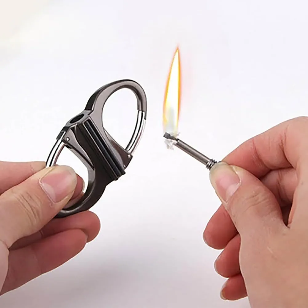 Keychain Lighter, Outdoor Portable Metal Keychain Lighter, Novelty Mini Lighters Key Chain for Outdoor Car and Home Emergency Life Saving Equipment(3pcs Gray)