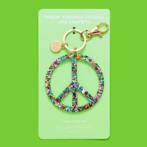 Keychain - Peace Sign - Colorful Confetti