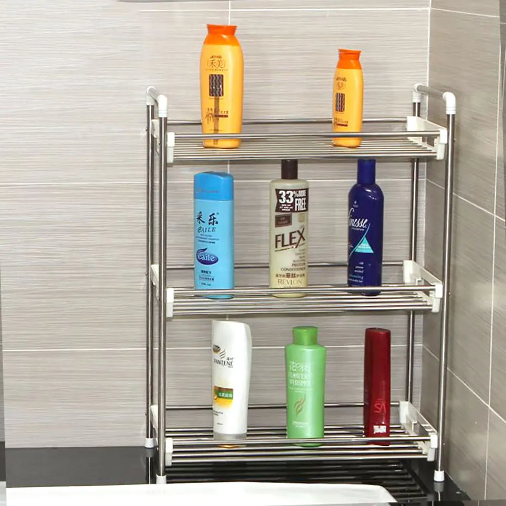 Kitchen Storage Rack Spice Bathroom 3 Tier Organiser Stainless Steel Shelf Jar