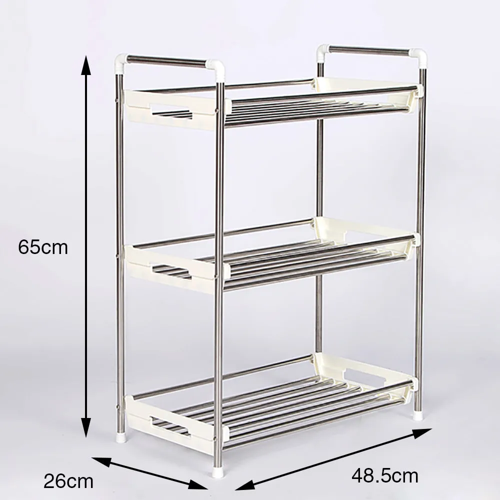 Kitchen Storage Rack Spice Bathroom 3 Tier Organiser Stainless Steel Shelf Jar