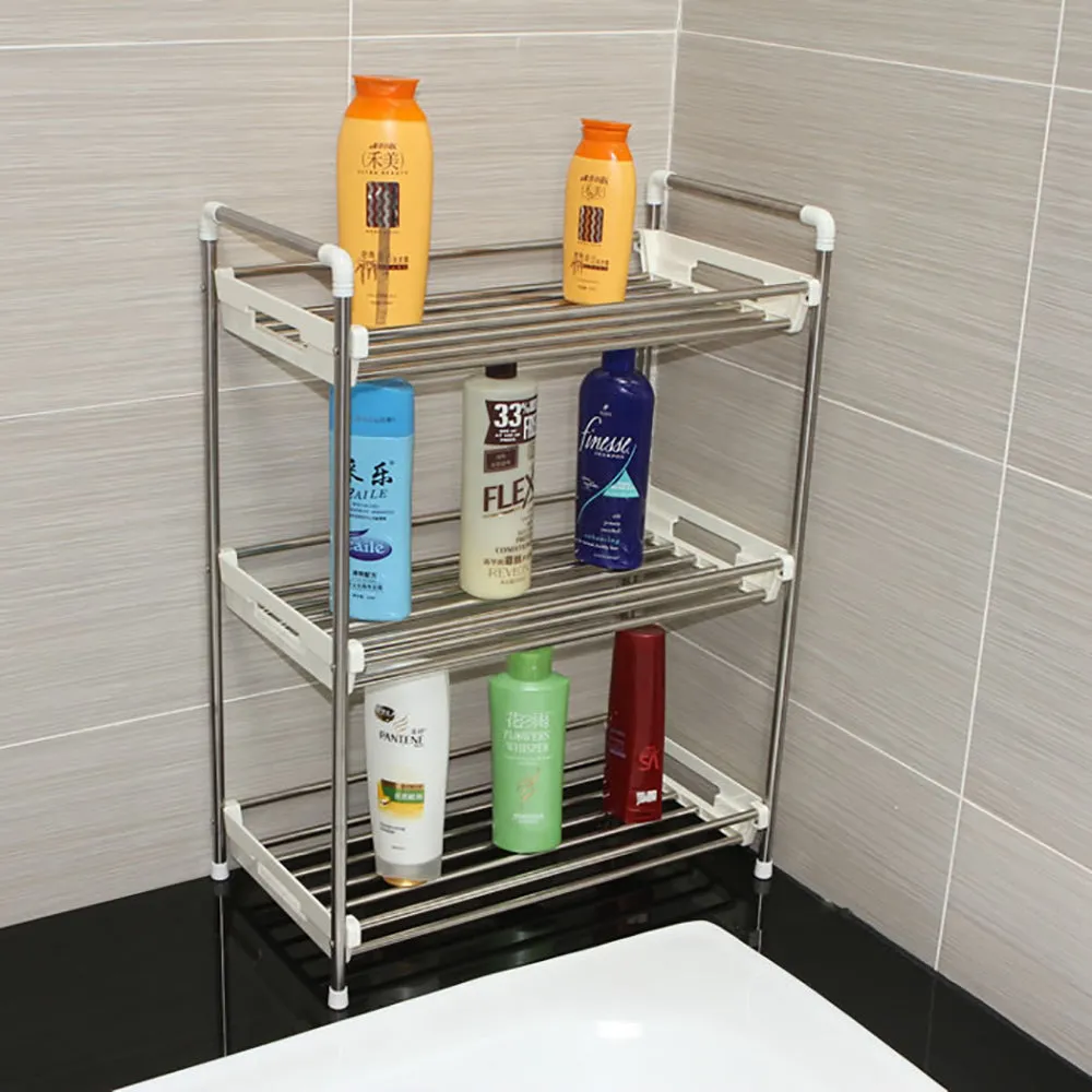 Kitchen Storage Rack Spice Bathroom 3 Tier Organiser Stainless Steel Shelf Jar