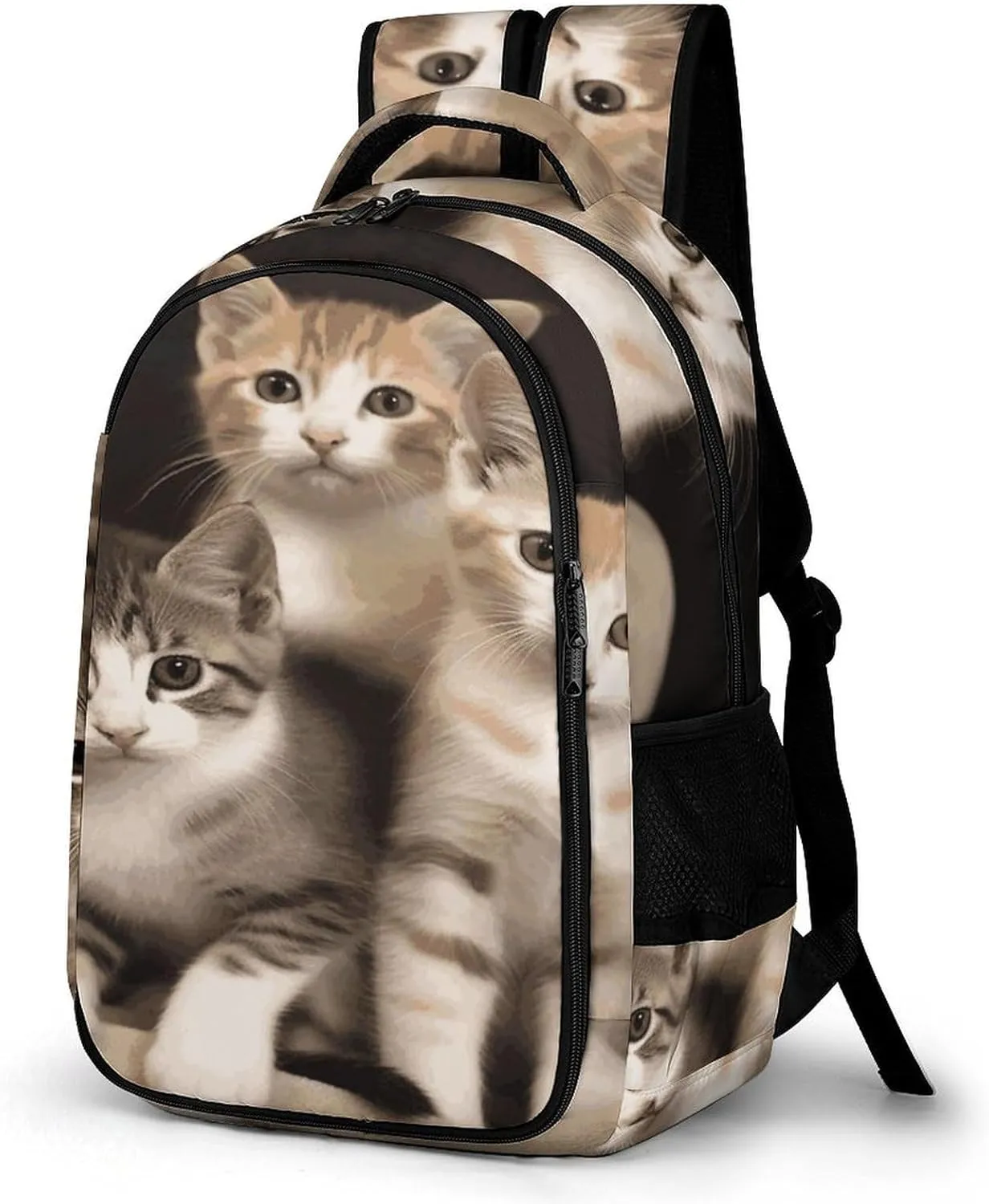 Kittens Family Cats Travel Backpack Adjustable Computer Bag Casual Travel Daypack Satchel Backpack Unisex