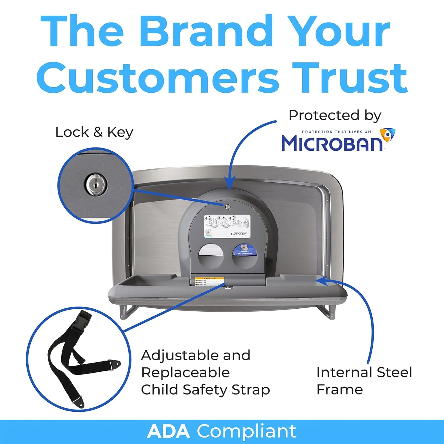 Koala Kare Baby Changing Station Horizontal Recessed-Mounted, Model KB310-SSRE (Stainless Steel)