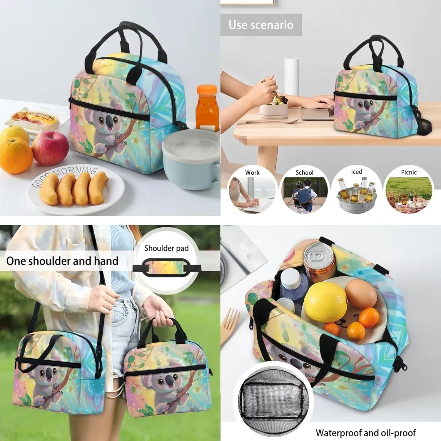 Koala Preschool Girl Backpack and Lunch Box Set 17 Inch Girls Backpacks Ages 8-10 Lightweight Personalized Bookmark Resistant Elementary Personalized Bookmark Pencil Case for Boys